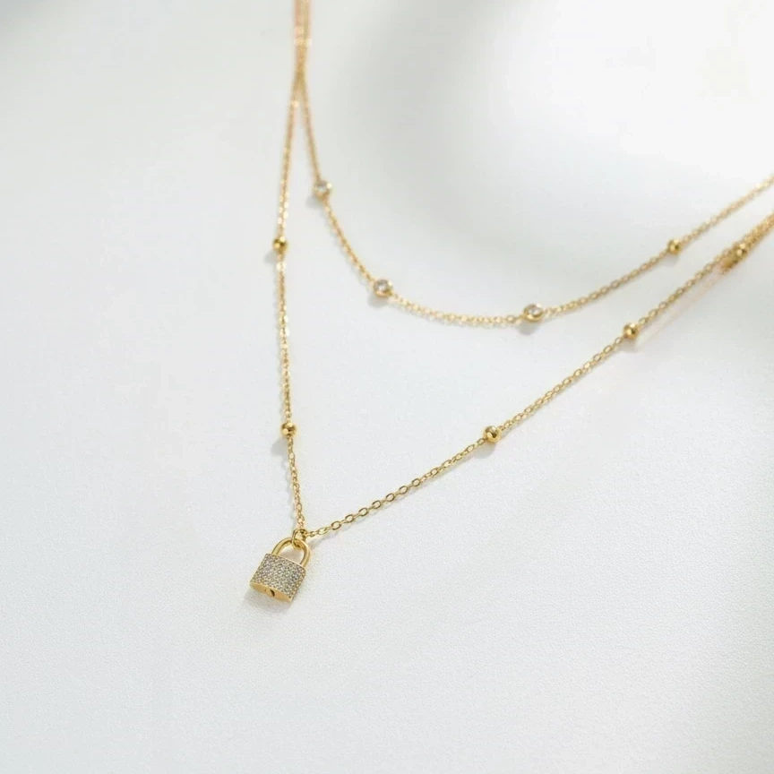 Blush Luxe Layered Lock Necklace