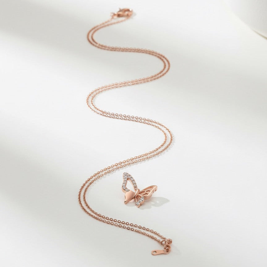 Rosé Flutter Butterfly Necklace